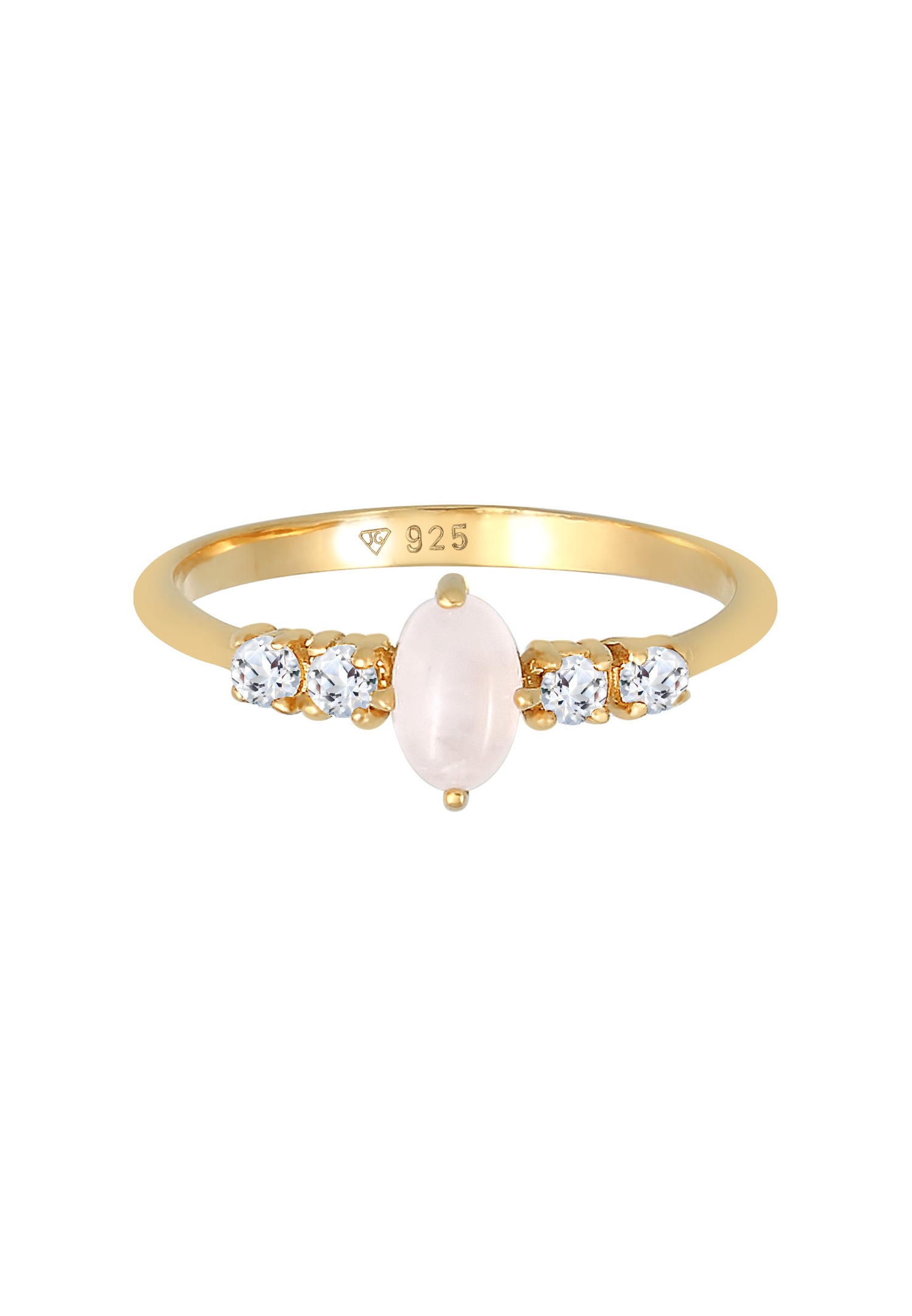 Elli PREMIUM Femmes Oval Engagement Elegant scintillant avec Quartz rose et Topaze en argent sterling 925