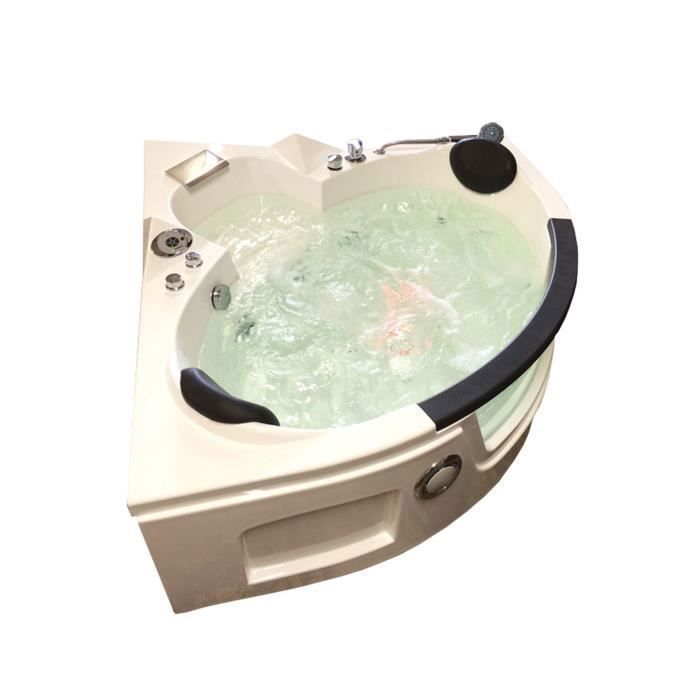 150 x 150 cm corner whirlpool bath with high-quality massage jets, Jacuzzi, Tenerife model. Hydromassage and chromotherapy. Radio, Waterfall.