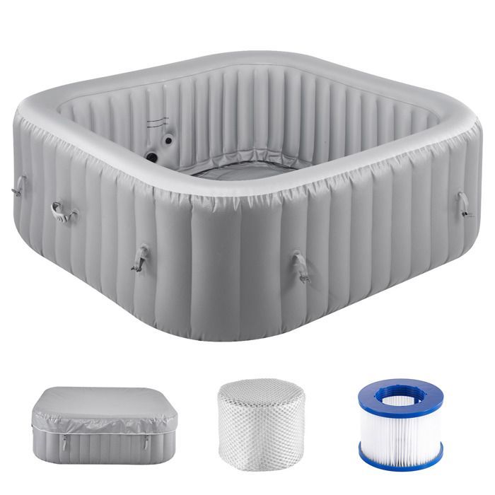 Inflatable Hot Tub - DUOKU - FJW624 - 4-6 Persons - 130 Jets - Grey