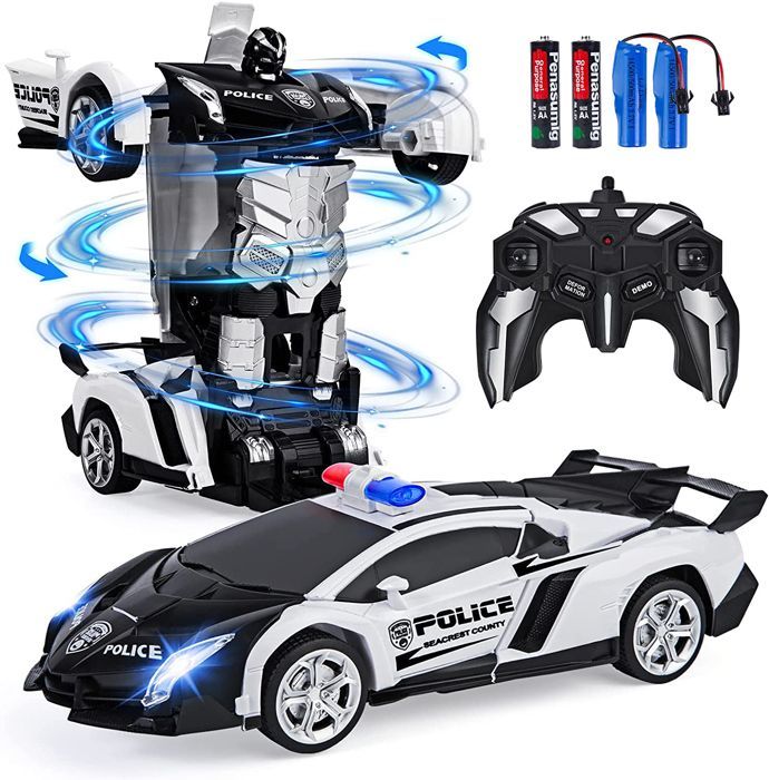 BIENCOME Auto radiocomandata RC - Trasformabile con luci - 2,4 GHz - 360° - Nera