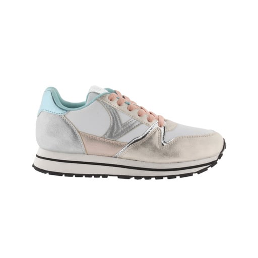 Zapatillas Victoria Cometa Multimaterial Con Piezas Metalizadas Y Cordones Al Tono