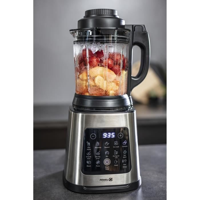 MOULINEX LM83SD10 Perfectmix Cook Blender chauffant, Puissance 1400 W, 10 programmes automatiques, Lames amovibles, Panier vapeur
