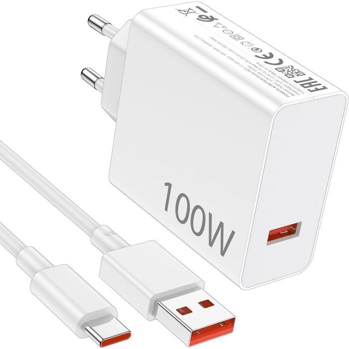 100W Chargeur Rapide pour Xiaomi 15T Pro 15 Ultra POCO X7 Pro,Chargeur Turbo Hypercharge avec 6A Câble USB C 1M pour Redmi