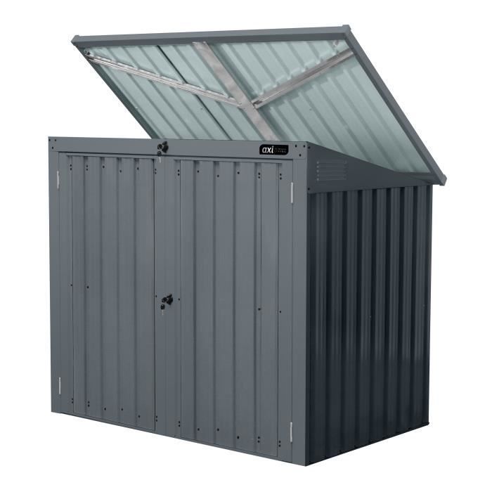 Cache poubelle métallique AXI Oscar - Anthracite - Pour 2 conteneurs - Résistant aux intempéries