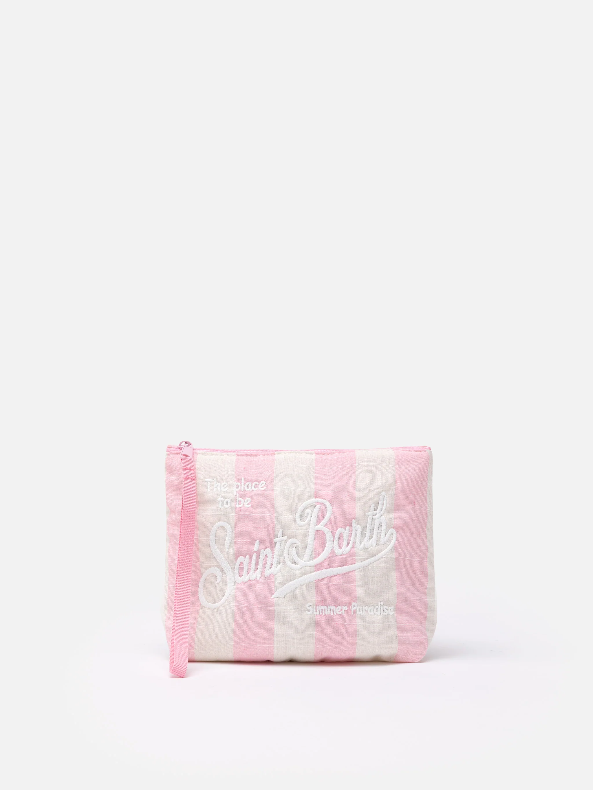 Pochette Aline soft in cotone lino con stampa a righe