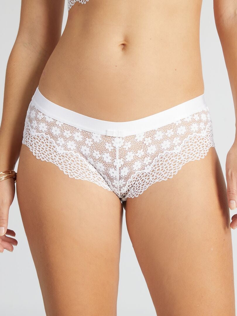 Culottes met opengewerkte kant - Wit