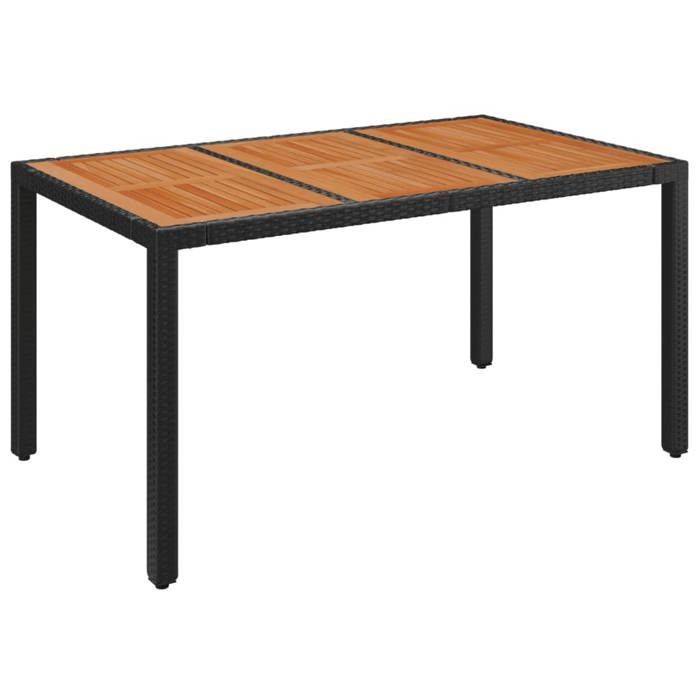 Clarence* Tuintafel voor 4 personen - Eettafel voor in de tuin, zwart houten blad 150x90x75 cm geweven hars &Europ8638618