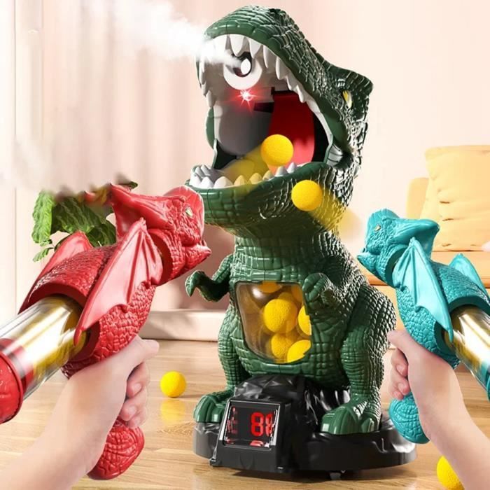 Juguetes interactivos de dinosaurios para padres e hijos, 2 accesorios de disparo de dinosaurios, 24 bolas de disparo, 1 dinosaurio grande