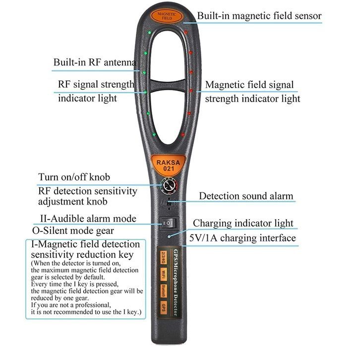 021 Scanner de SéCurité Portable DéTecteur de Signal GPS de Voiture Sans Fil Pour DéTecter le Signal RF Sans Fil et le DéTecteur