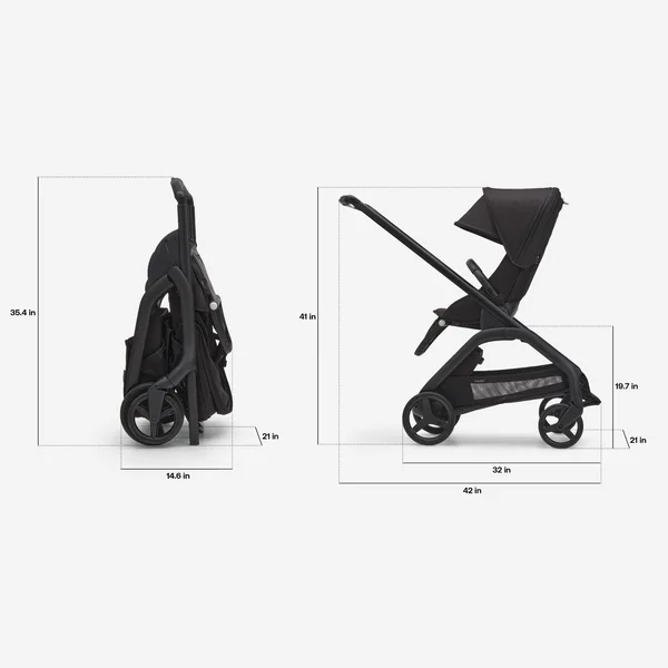 Bugaboo Dragonfly kinderwagenset Midnight Black/Midnight Black/Black