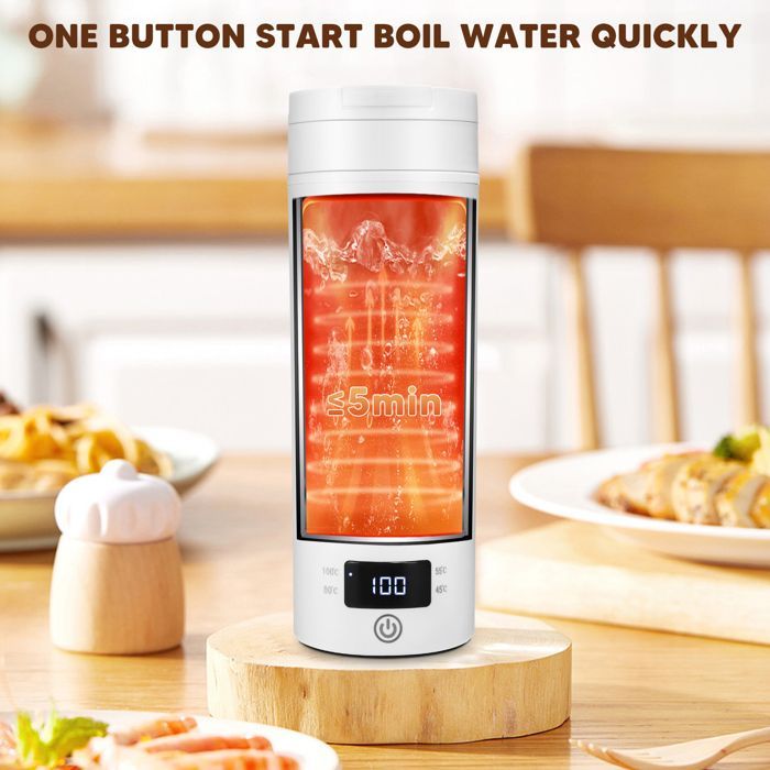 Bollitore elettrico da viaggio TTLIFE da 500 ml, 300 W - Portatile, in acciaio inox 316, bianco