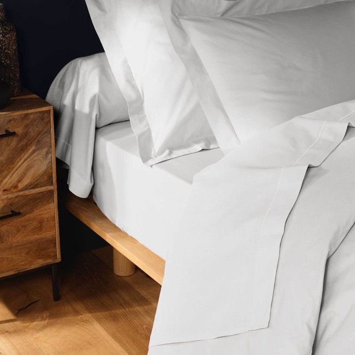Lenzuolo con angoli elasticizzati - DOUCEUR D'INTERIEUR - 140x190 cm - tasca profonda 30 cm - 100% cotone - Bianco