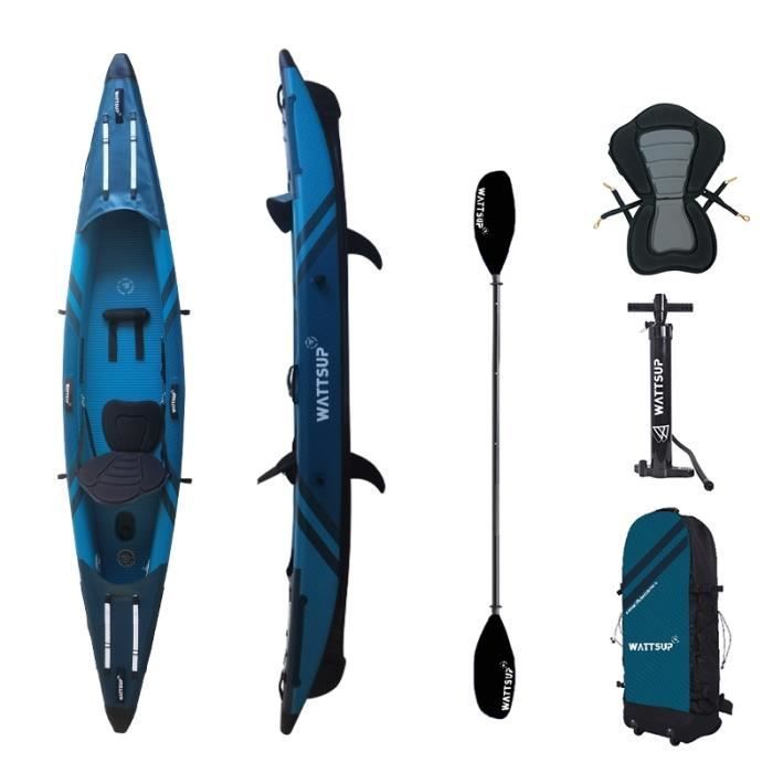 Wattsup Torpedo 1-Person Inflatable Kayak - 365 x 72 cm - Drop Stitch - Complete Package - All Skill Levels