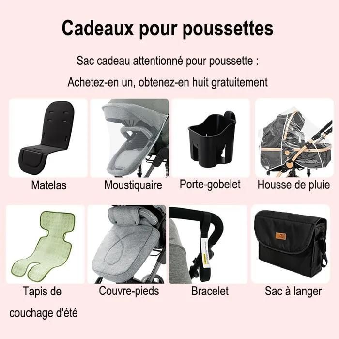 MagicZC Stroller, 3-in-1 Travel System, for 0-3 Years, Convertible Carrycot, 3-in-1, Reclining Position, Car Seat, Grey