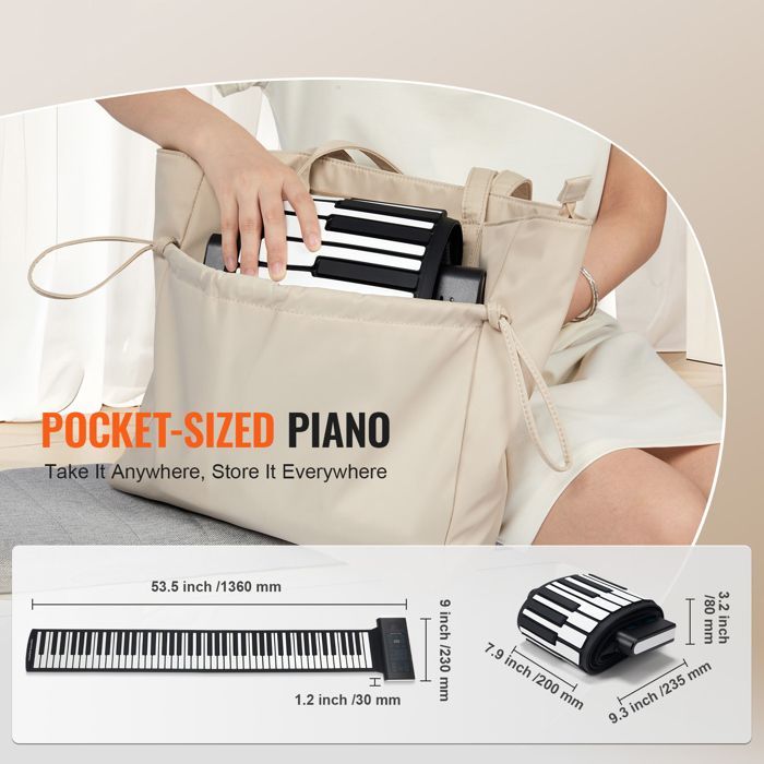 Piano à Clavier Enroulable - DUOKU - 88 Touches - Bluetooth 4.0 - 128 Rythmes - Portable