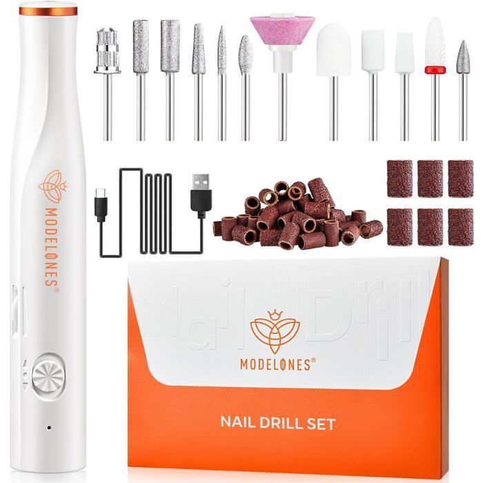 Ponceuse Pour Ongles, 13 En 1 Manucure Electrique Ongles 22000 Rpm, Usb Rechargeable Nail Drill Avec Tip Light, Vitesse Et Directi
