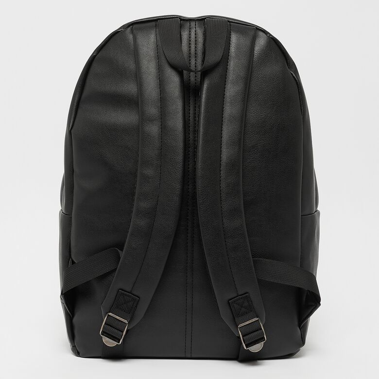 Rucksack aus Kunstleder mit Metallabzeichen und einfachem Logo