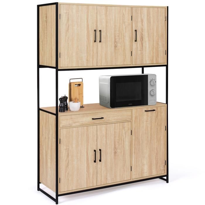 IDMARKET Detroit 120 cm keukenbuffet, 6 deuren, industrieel design + lade
