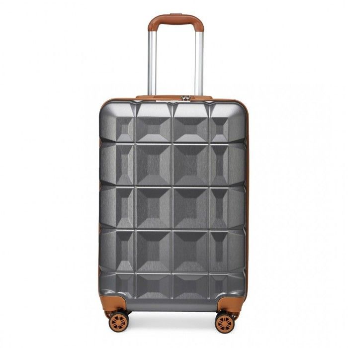 Maleta mediana Kono de 62x43x26 cm, carcasa rígida de ABS, maleta de viaje con ruedas, ultraligera, con cerradura TSA, 57 L, gris.