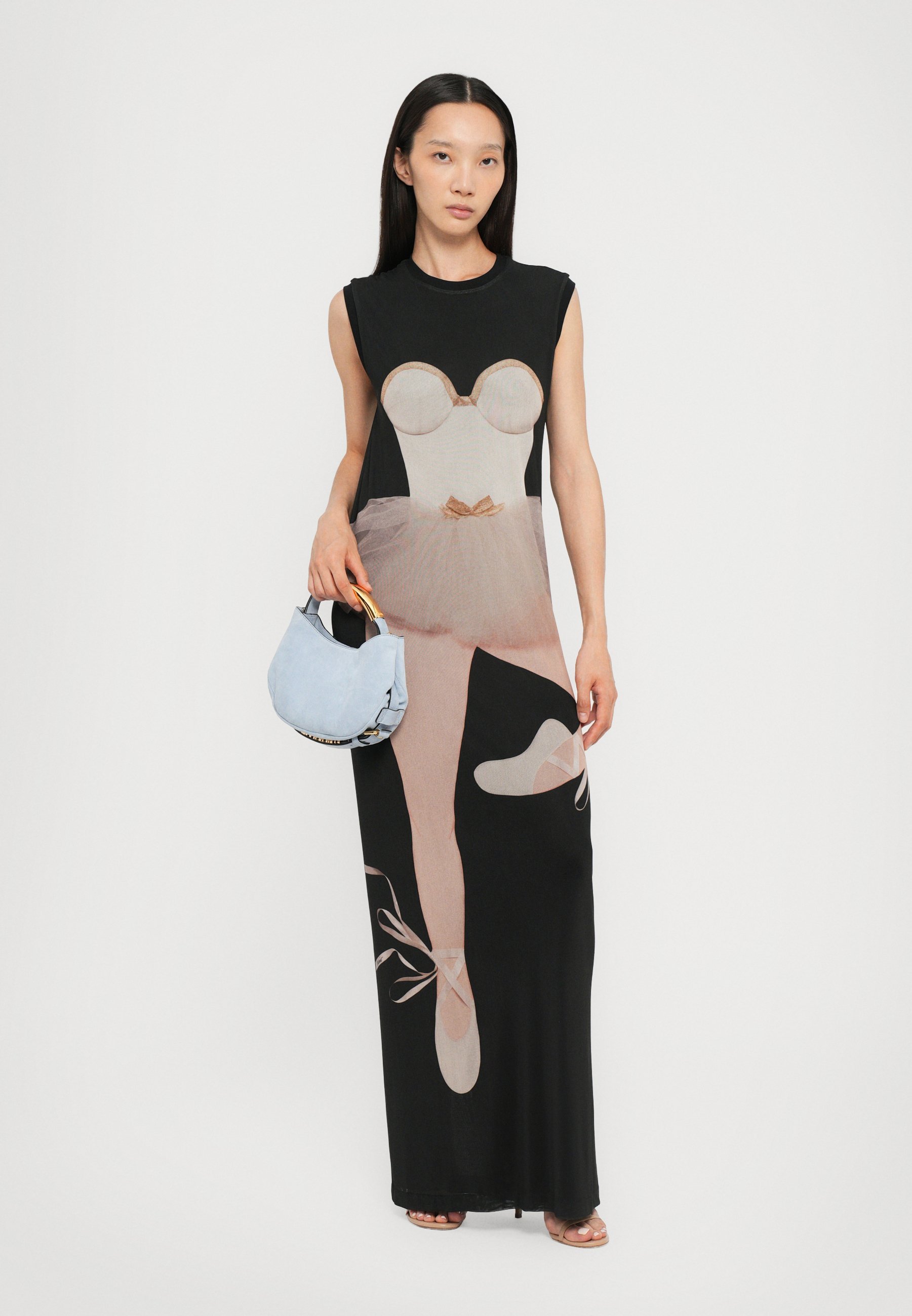 MOSCHINO PRINT ON TULLE DRESS - Žerzejové šaty - black