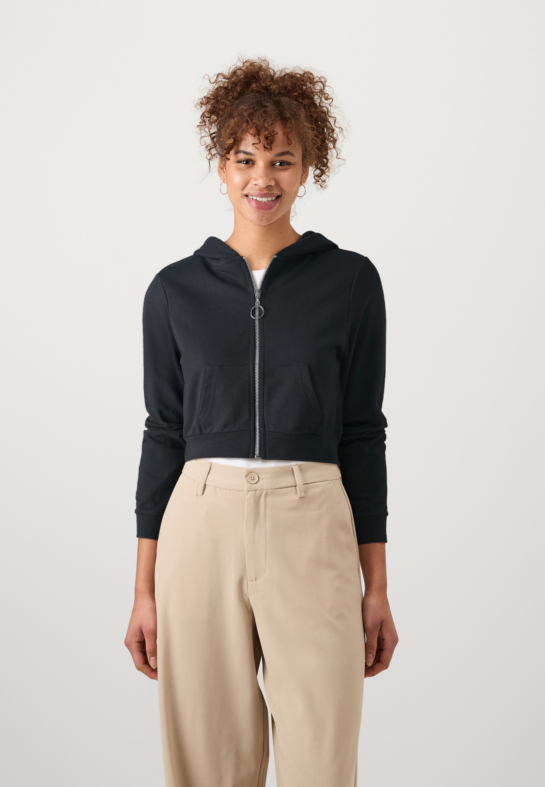 Even&Odd Petite Zip-up sweatshirt - zwart