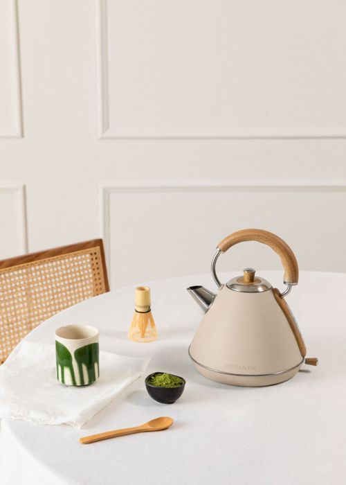 Bollitore elettrico retrò - Acciaio inossidabile - 1L/1,7L - Sistema anticalcare - Spegnimento automatico di sicurezza - Beige