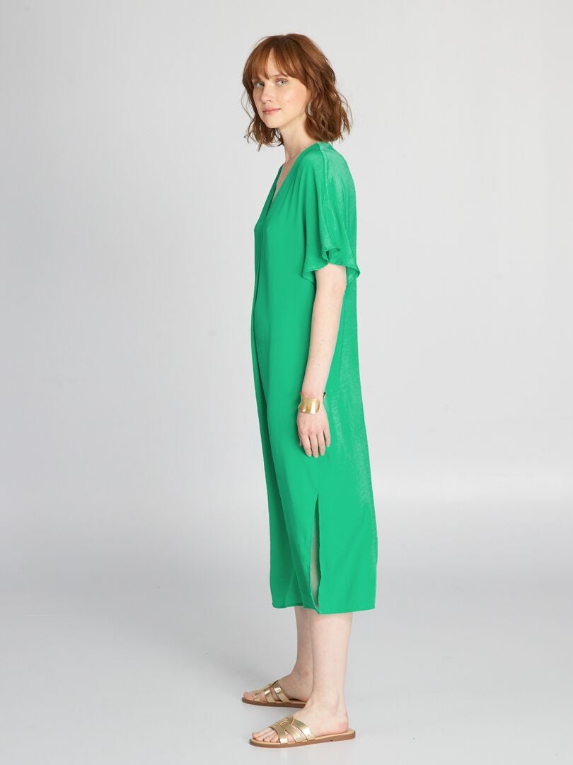 Lange satijnen jurk - groen