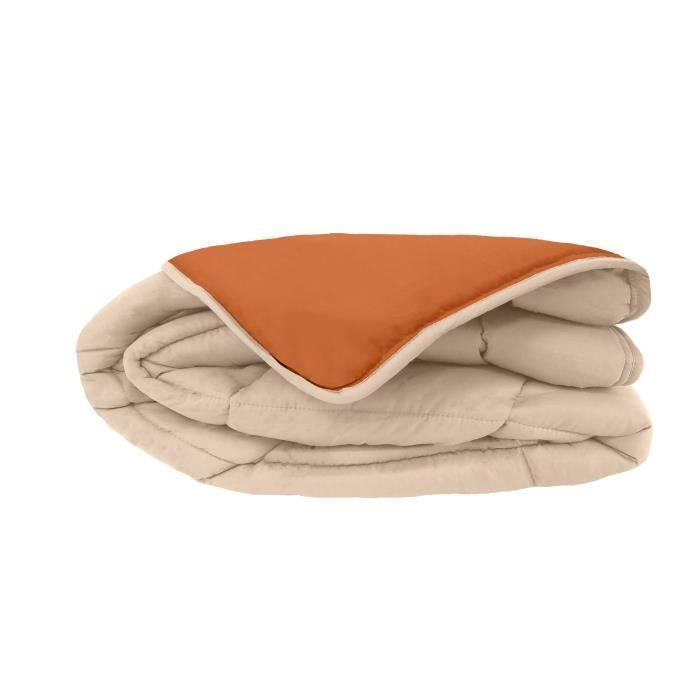 CALGARY - Edredom de Microfibra Quente 400g/m² - Cinza Pebble e Marrom Gengibre - 140 x 200 cm
