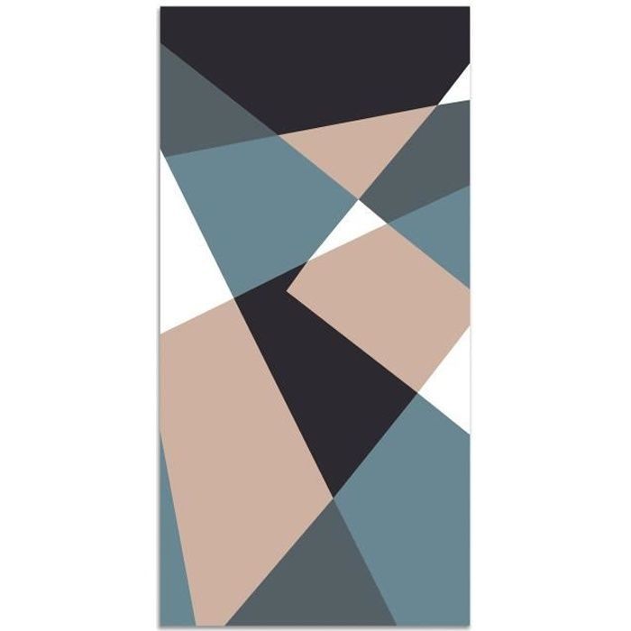 Tapis Vinyle Panorama Géométrie Abstraite Bleue 300x200 cm - Tapis pour Cuisine, Bureau et Salon en PVC