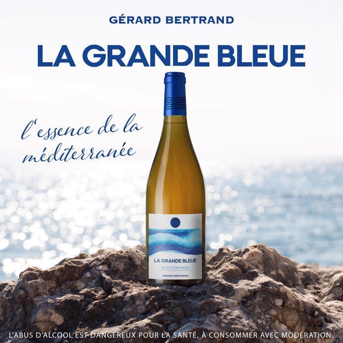 Vino blanco ecológico La Grande Bleue 2024, lote de 3 botellas (75cl)