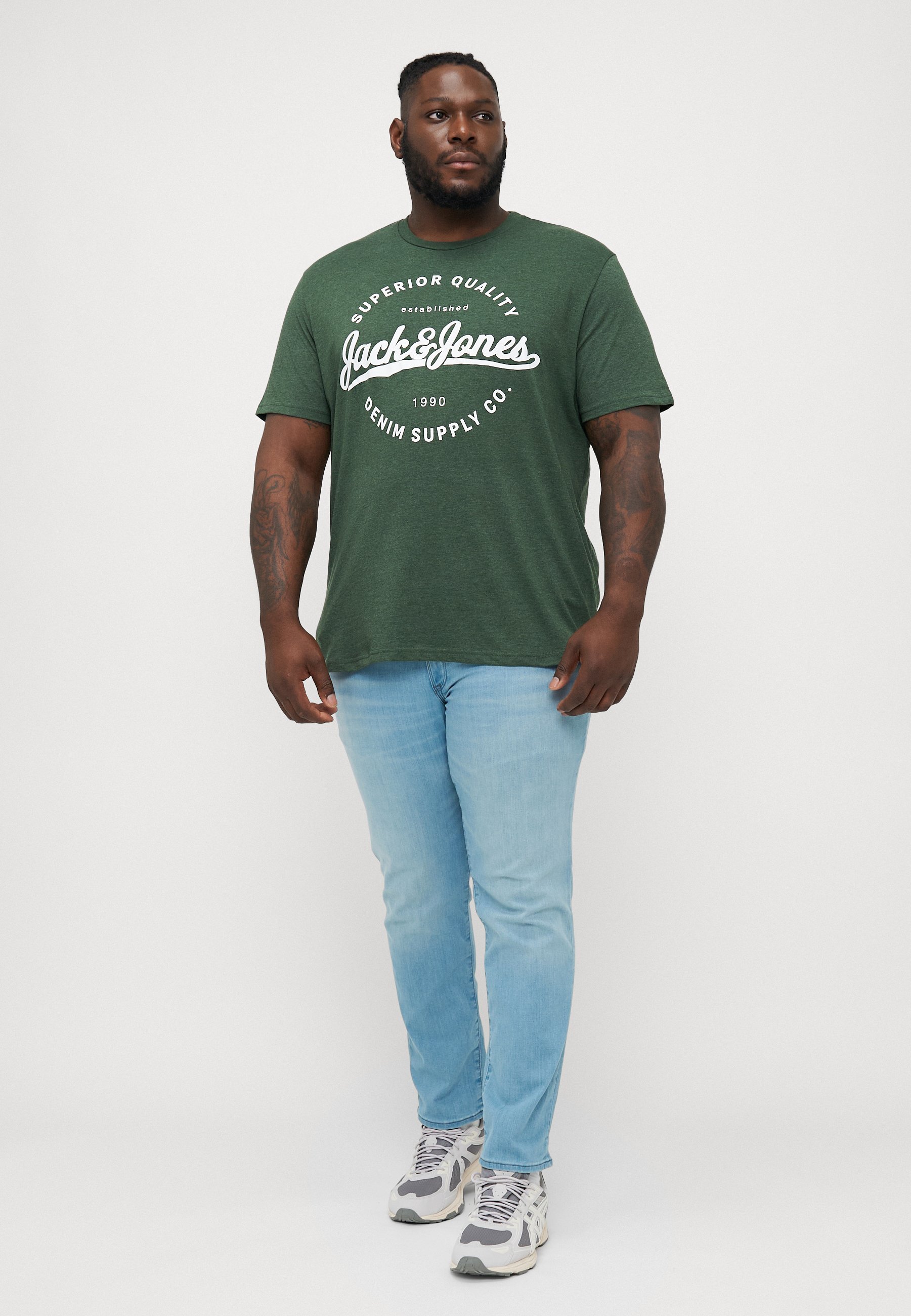Koszulka z okrągłym dekoltem Jack & Jones JJSTANLI TEE CREW NECK 5 PACK - Koszulka z nadrukiem - biała/czarna/granatowa/zielona/stalowoniebieska