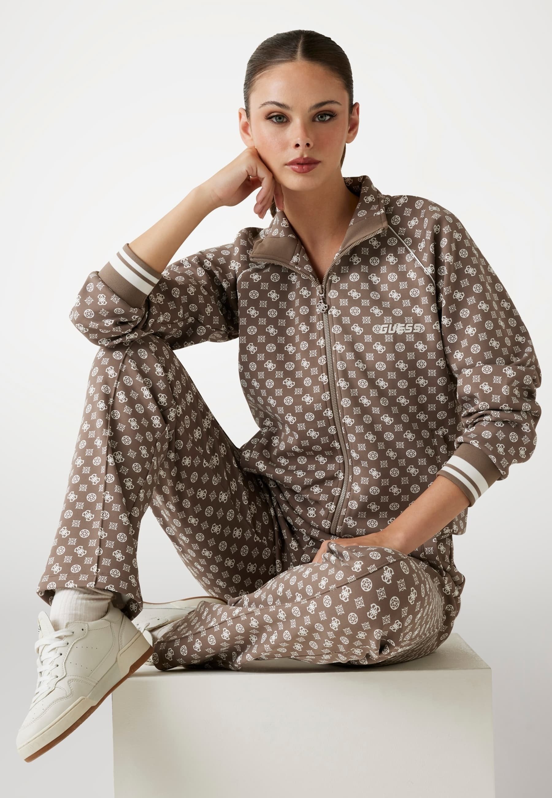 Guess sweatshirt met rits - veelkleurig bruin