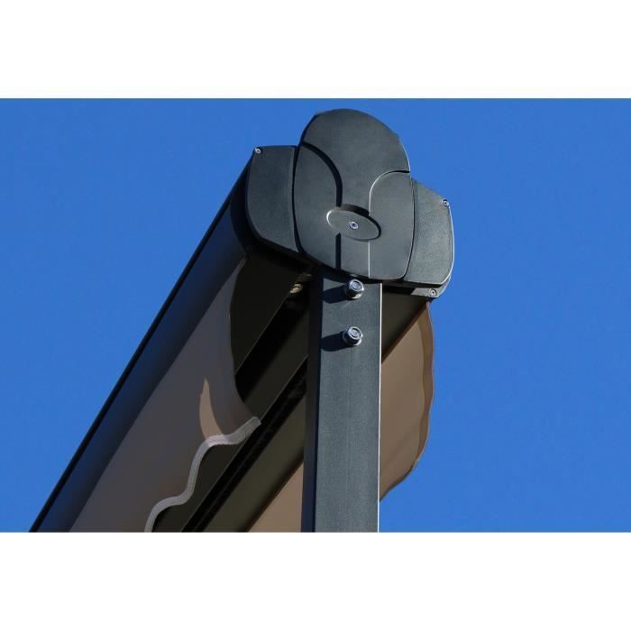 Store double pente manuel 5x2x3 m - Toile taupe et structure grise anthracite texturée - GARDEN OMBRAZUR