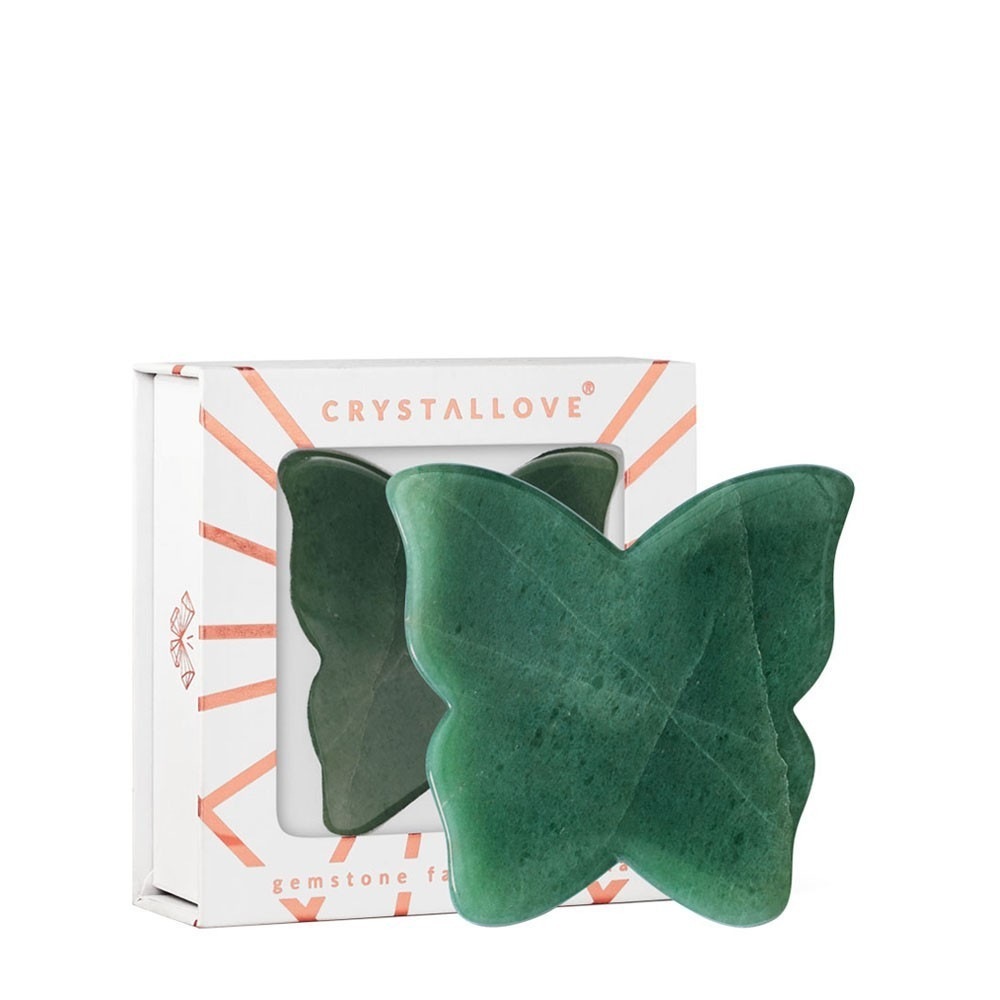 Masážny prístroj na tvár Crystallove Butterfly Aventurine Gua Sha – 1 kus