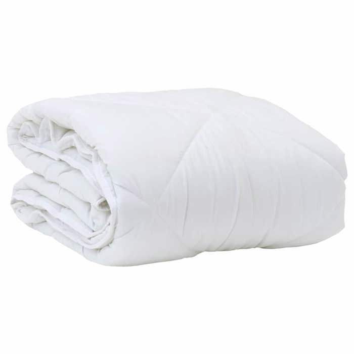 vidaXL Juego de edredón para todas las estaciones con almohada, 2 piezas, microfibra blanca, ropa de cama de lujo, diseño rectangular moderno, 3376499