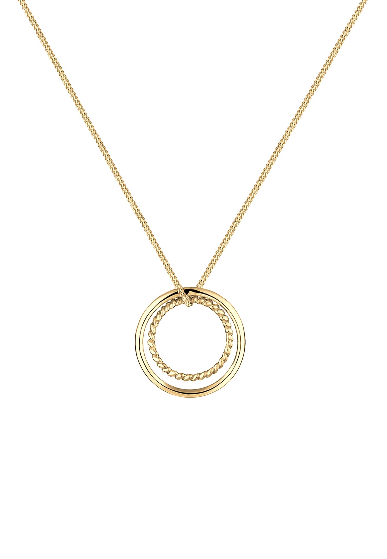 Elli Femmes Cercle Geo Basique Bi-Color en argent sterling 925 plaqué or