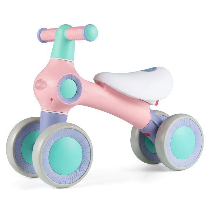 Cochecito infantil COSTWAY con 4 ruedas de EVA, asiento y manillar ajustables, para niños y niñas, capacidad de carga de 30 kg, 52 x 18 x 38 cm, rosa.