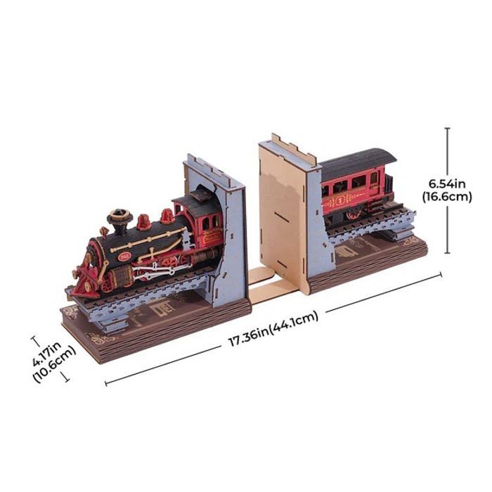 Modelo de trem do século XX para montar - feito de madeira