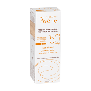 Avène Sun Care ásványi testápoló illatmentes SPF50 naptej ásványi tej reaktív bőrre 100 ml
