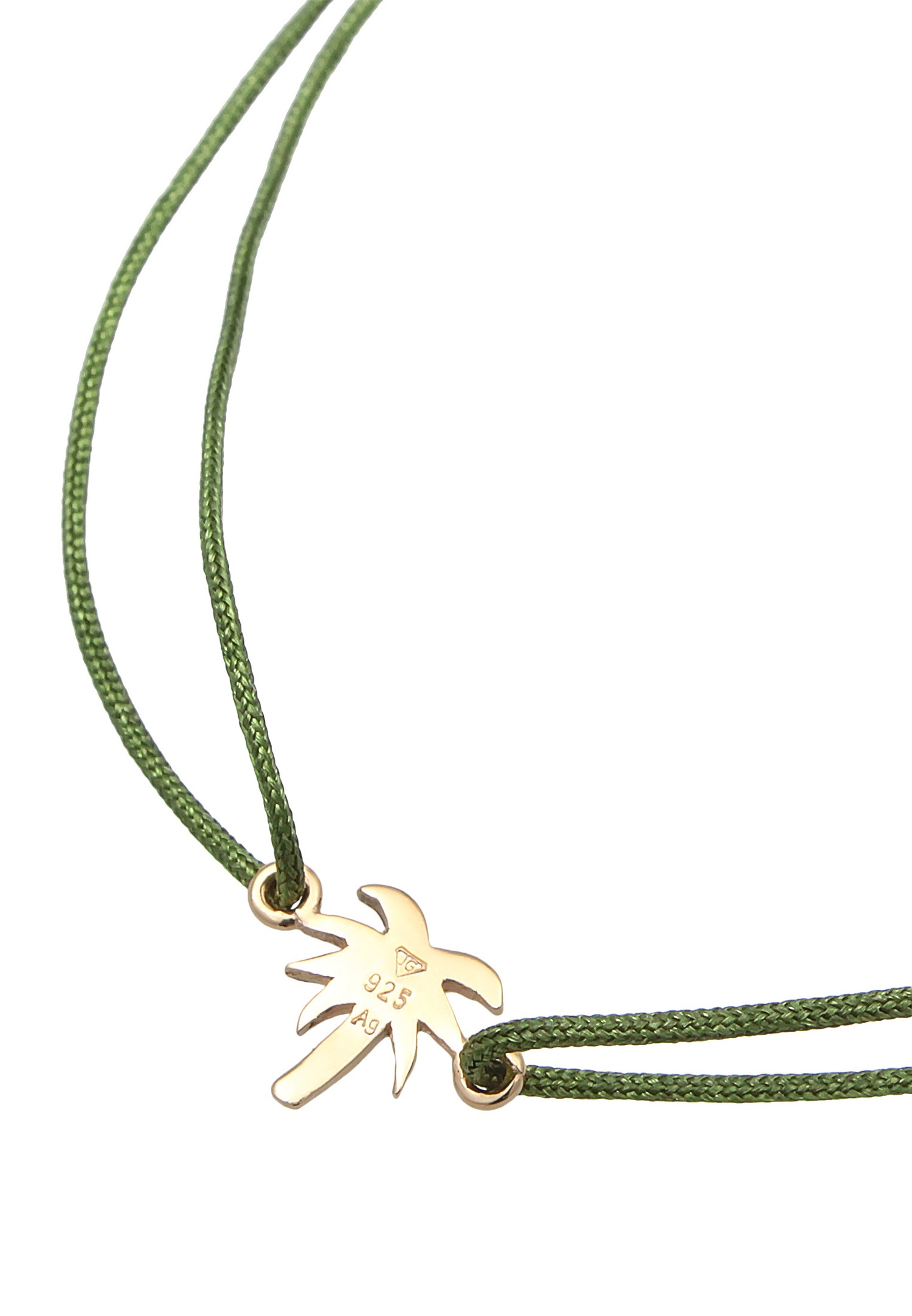 Elli Femmes pendentif palmier avec nylon noir en argent sterling 925 plaqué or