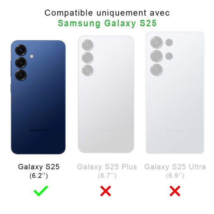 EVETANE schokbestendige transparante hoes, compatibel met Galaxy S25 + 2 schermbeschermers
