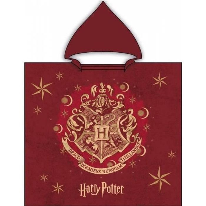 Poncho-capa-toalla de baño de Harry Potter - 100% algodón - 60x120 cm - Rojo
