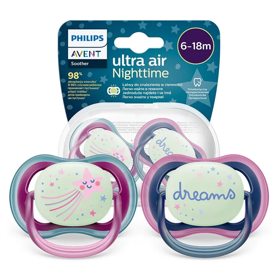 Avent Smoczek Ultra Air 6-18m, nighttime