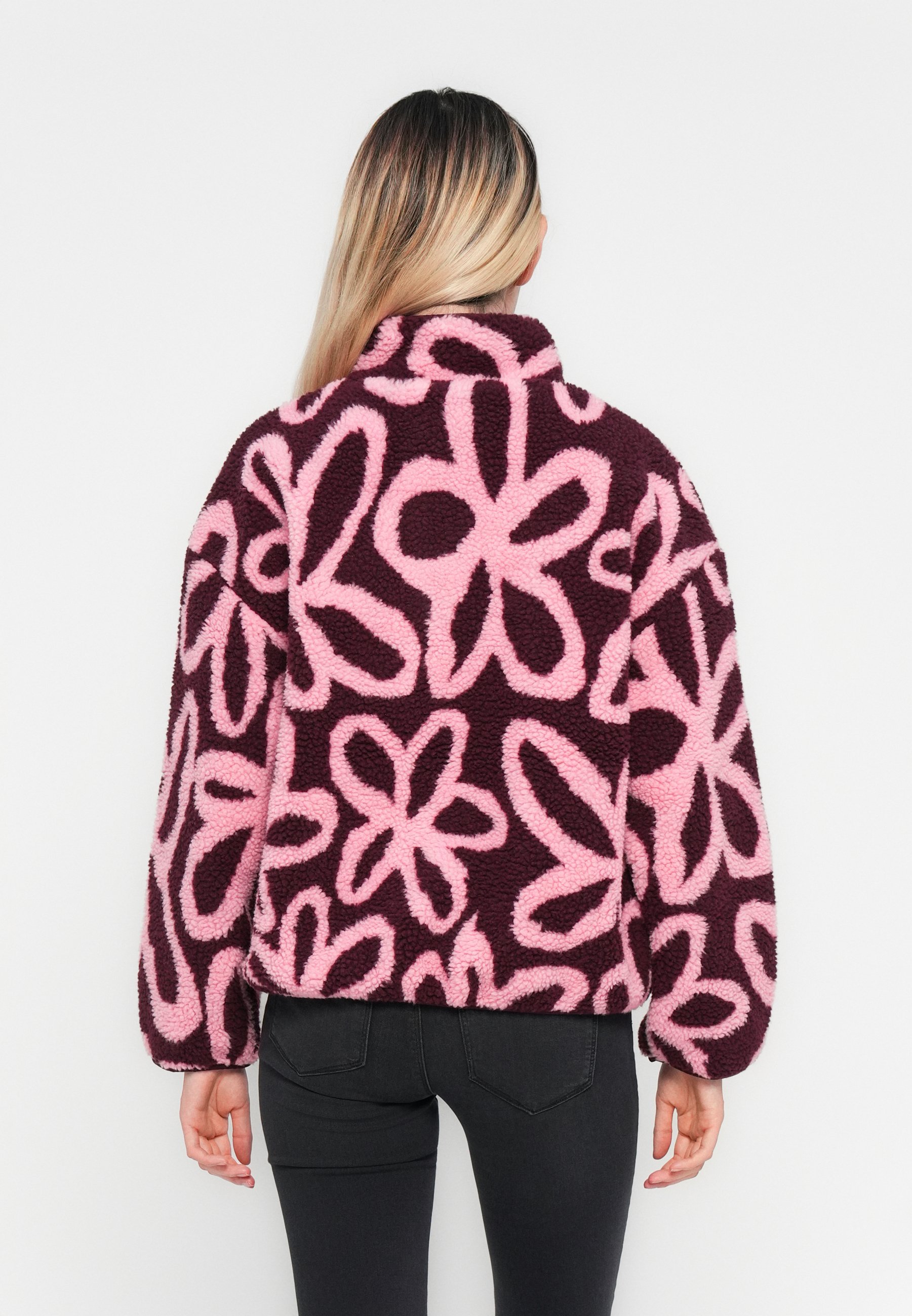 SOLO ONLINE - Maglione in pile - bordeaux/rosa