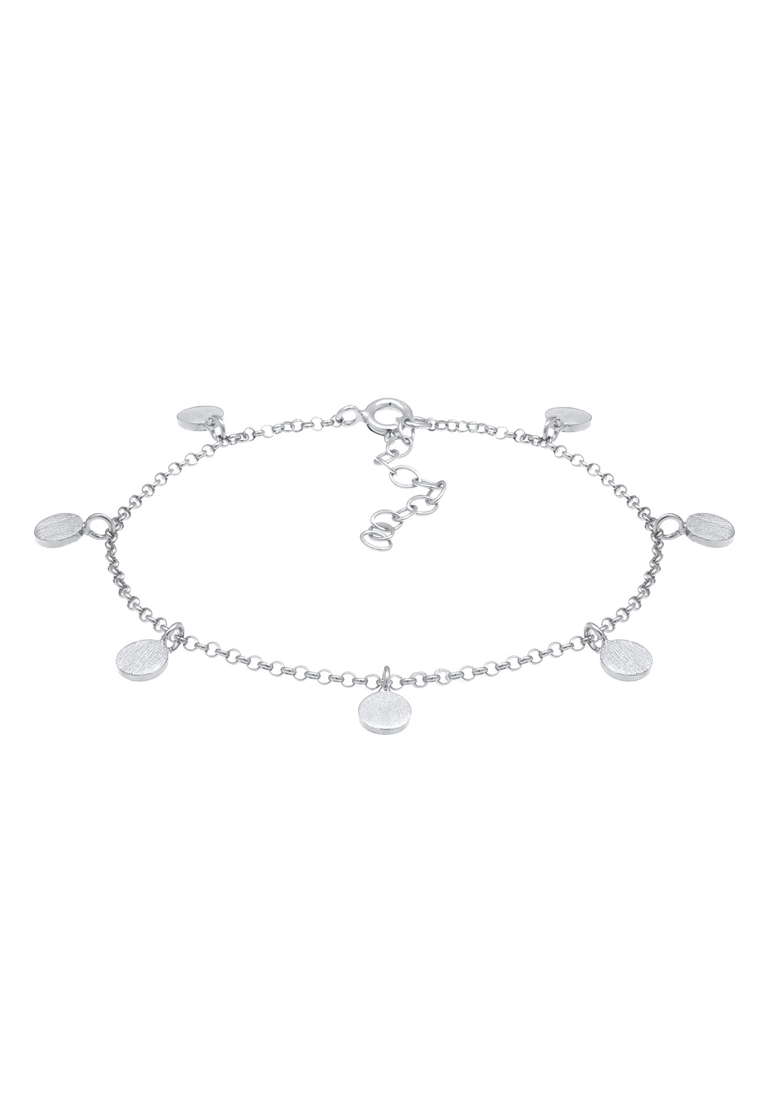 Elli Cercle Plaquettes Pièces de Monnaie Géo Basic Ajustable Bracelet Femme - (925/1000) Argent