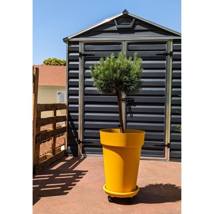 Pot de fleurs - RIVIERA - SOLEILLA Rond - Plastique - H52 x D39 cm - Jaune