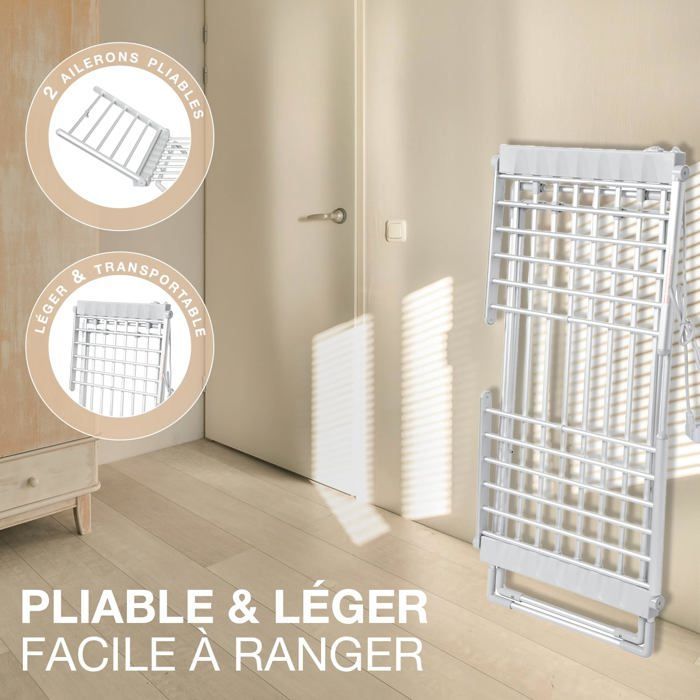 Séchoir Électrique XXL 1,6m - 230W - Température 45-55°C - Séchage Rapide Jusqu'à 15kg - Câble 1,4m - Idéal pour Intérieur