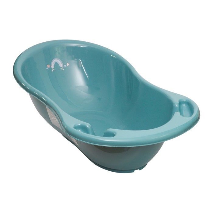 Ergonomic baby bathtub - MY DESIGN FURNITURE - Viridian green - Integrated thermometer - Drain plug