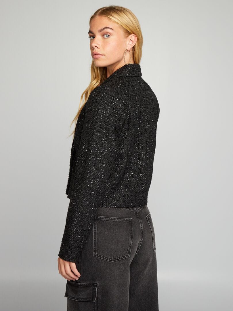 Casaco curto de tweed - preto