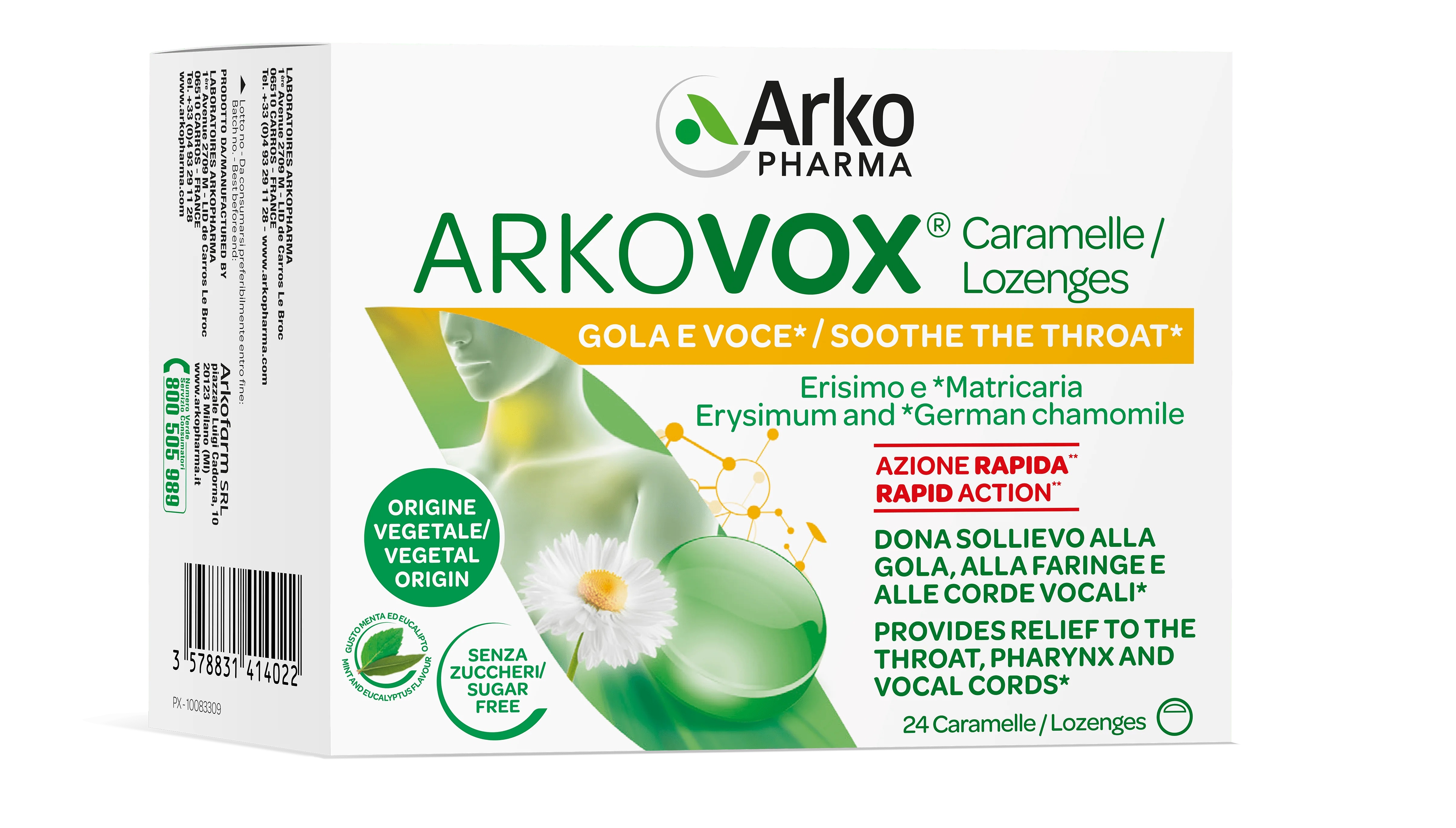 ARKOPHARMA Arkopharma Arkovox munt-eucalyptus 24 snoepjes voor verlichting van stem- en keelklachten
